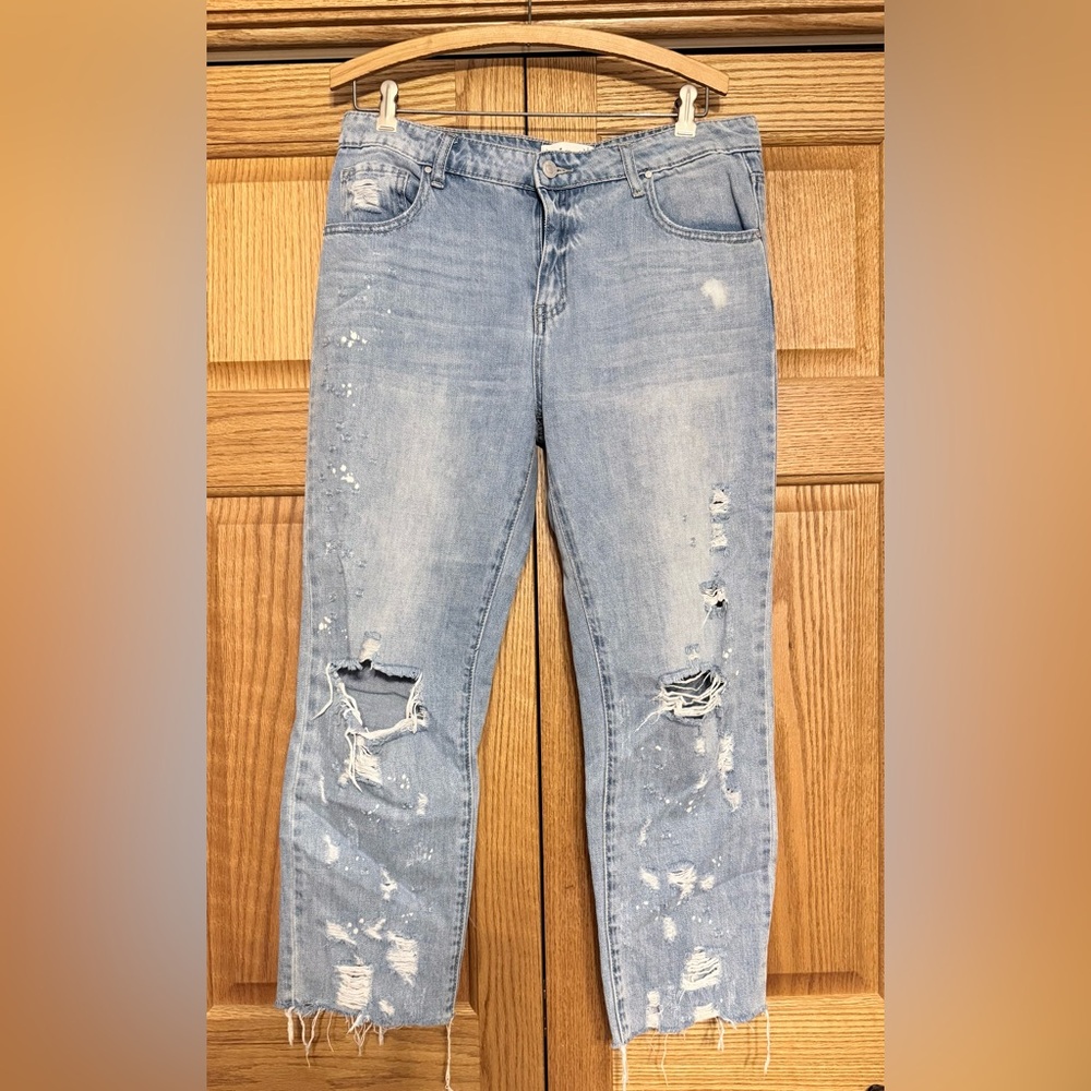 Tricot Stylish Light Blue Distressed Boyfriend Jeans